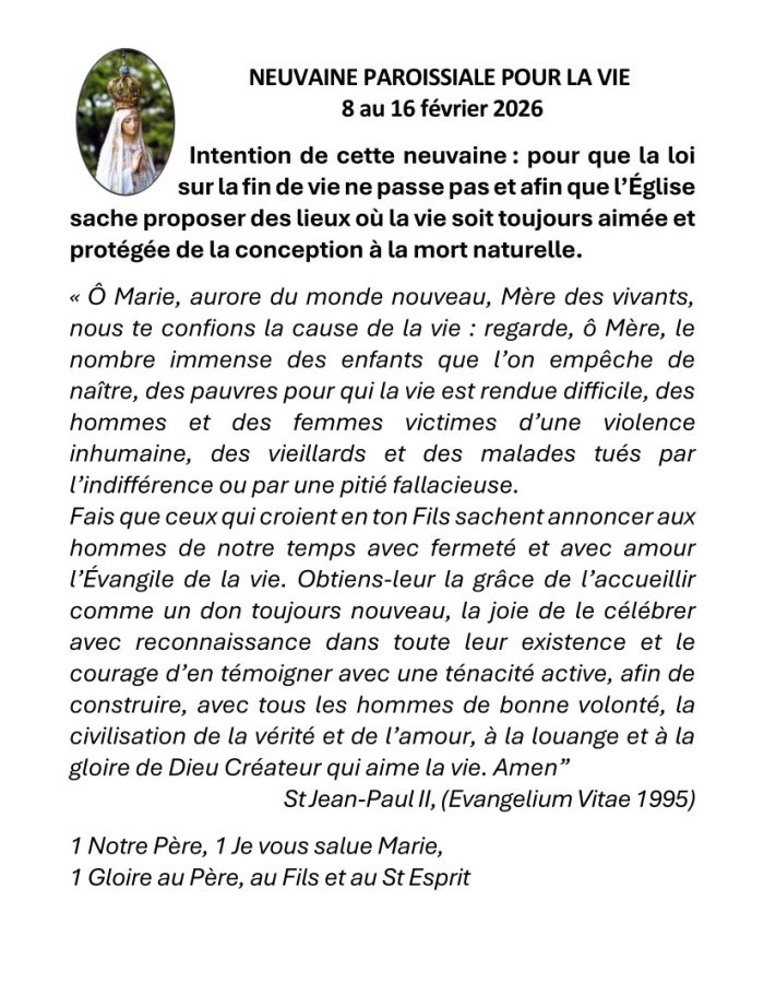 NEUVAINE PAROISSIALE POUR LA VIE 2026